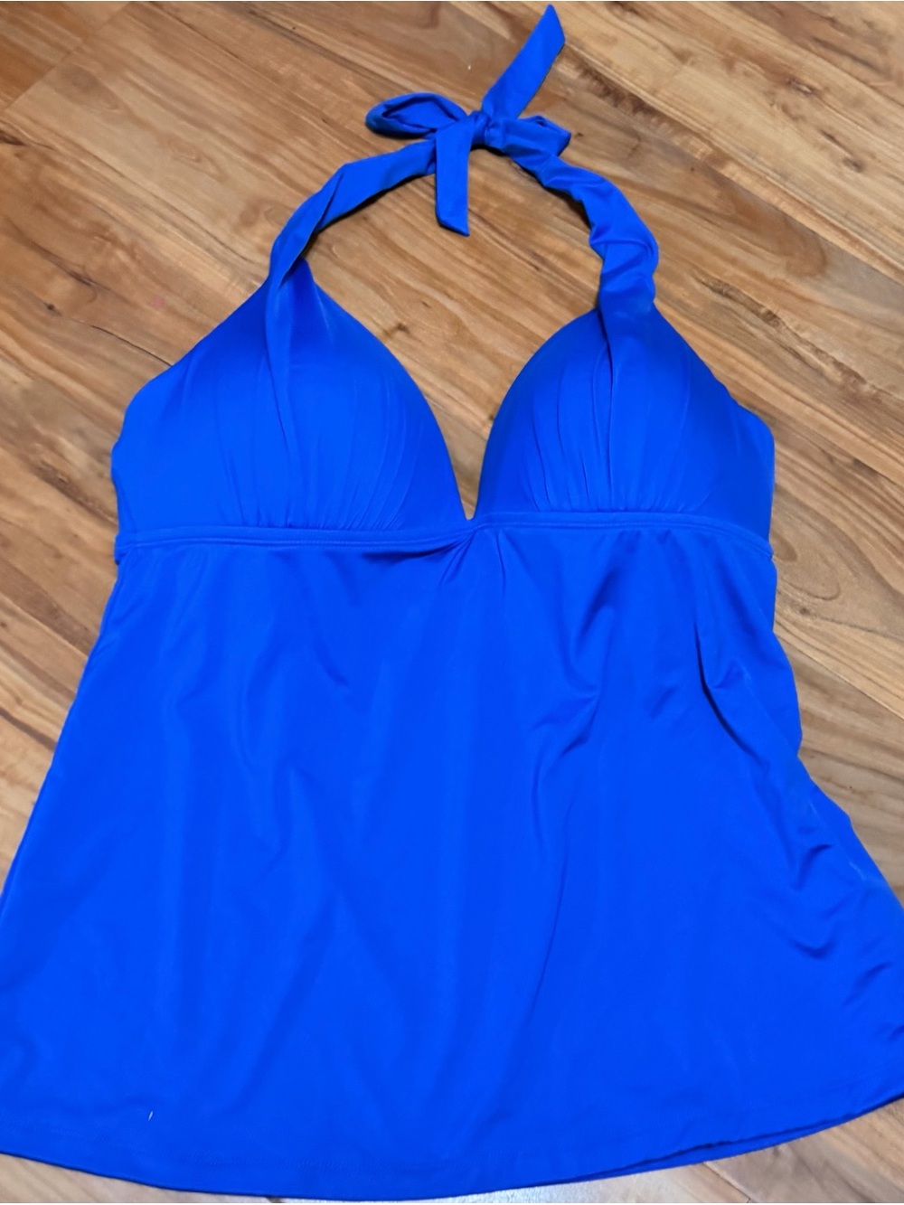 Blue Halter Tank One-Piece Swimsuit Top